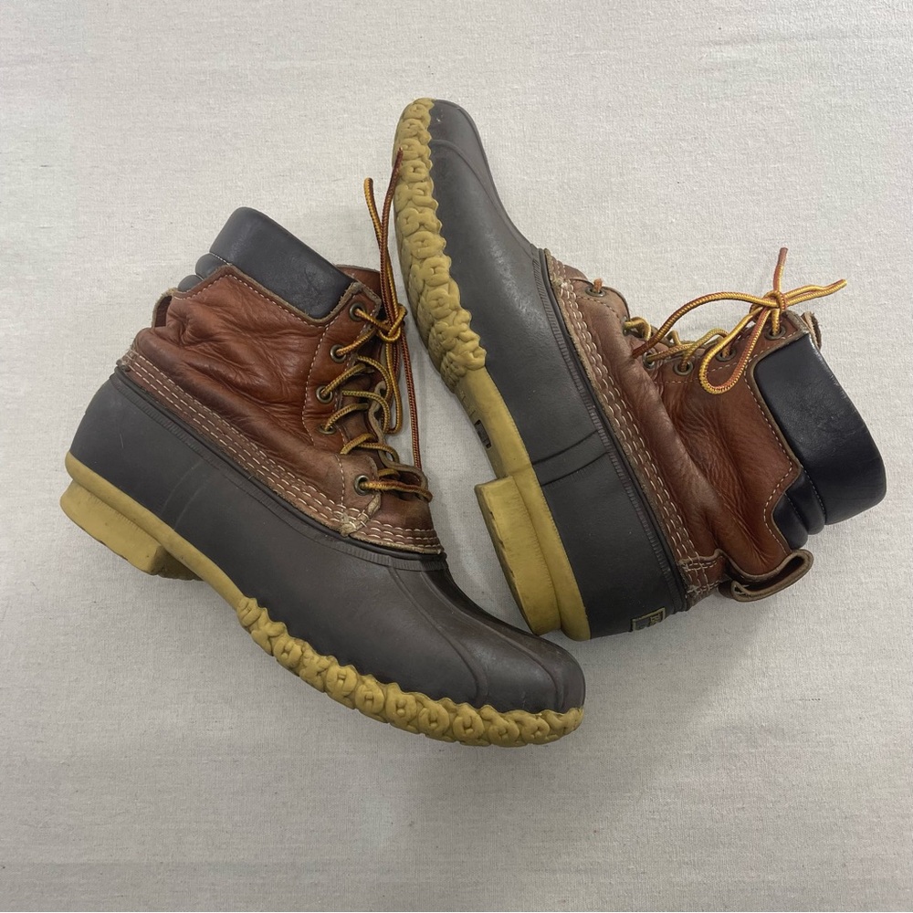 Vintage LL BEAN 6" Unlined Brown Tumbled Leather Duck Padded Boots Men Size 11~